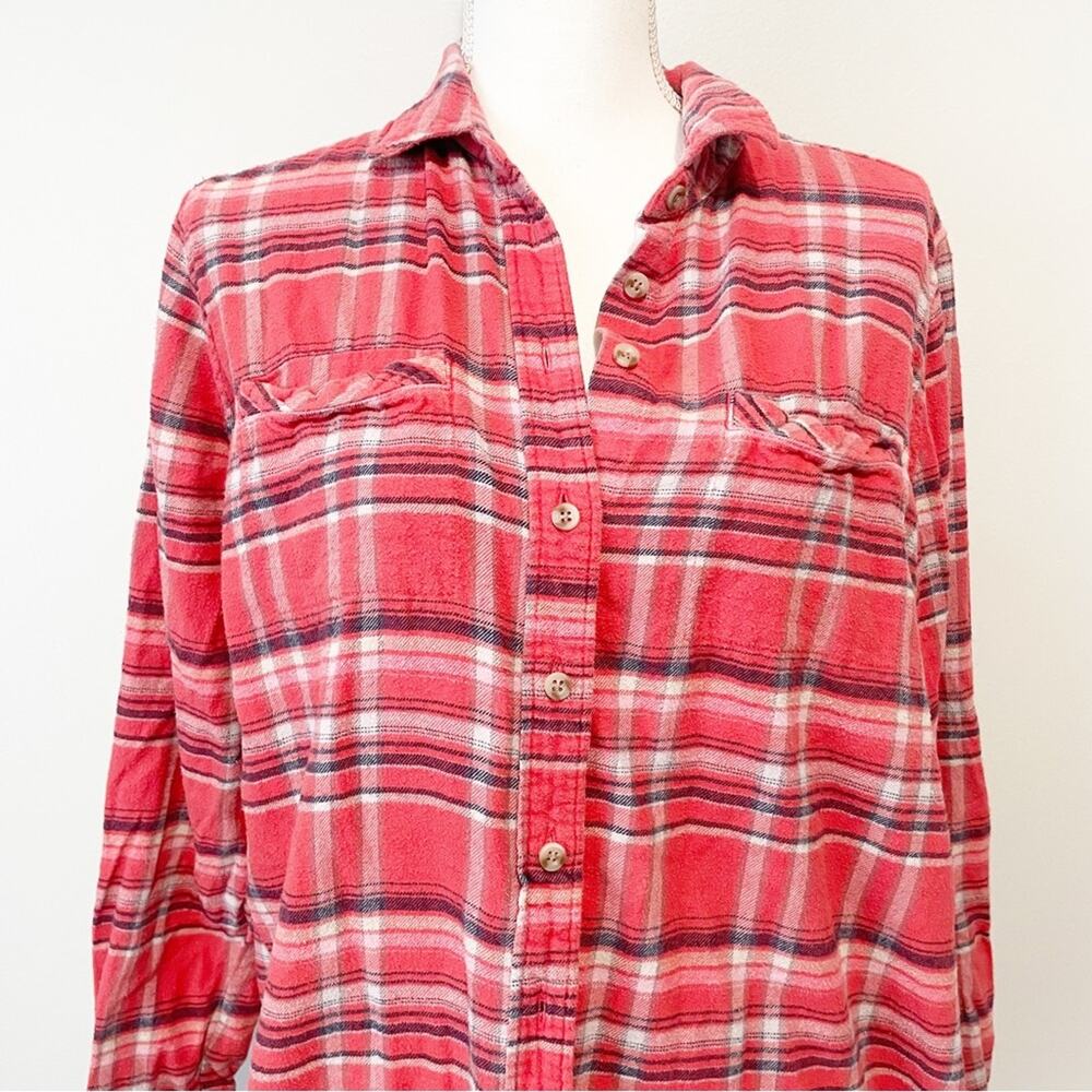 BDG red plaid flannel button down top size small grunge - Picture 4 of 9